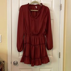 Long sleeve maroon mini dress